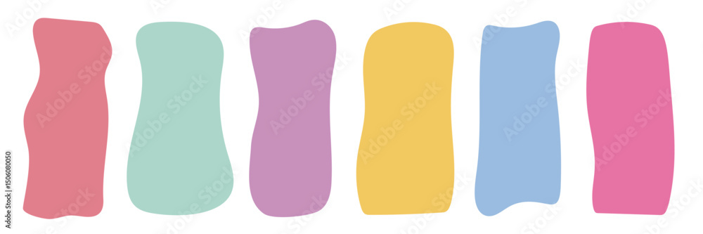 Poster abstract organic shape set in pastel colors. hand drawn irregular rectangle blobs for modern design.