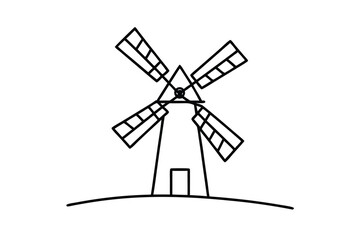 Obraz premium Simple line drawing of a classic windmill