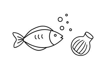 Cute cartoon fish swimming towards bubble bath