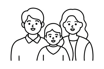 Happy family portrait line art illustration simple design