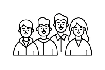 Naklejka premium Diverse group of smiling young adults teamwork collaboration