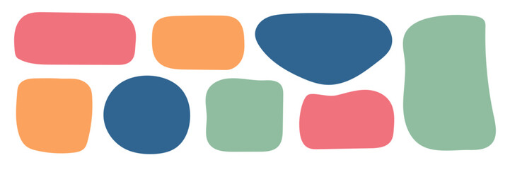 Colorful hand drawn blank text box frames. Minimalist abstract organic blob collection. Template for creative design, Instagram highlights, stickers, posters, print, cards, decoration, web elements