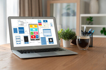 UX UI design process for modish mobile application and website . Creative prototype of wireframe...