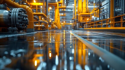Vibrant Industrial Scene at a Gas Drilling Site Featuring Heavy-Duty Equipment, State-of-the-Art Technology, and Robust Engineering Elements