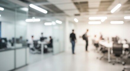 Blurred modern office scene with workers