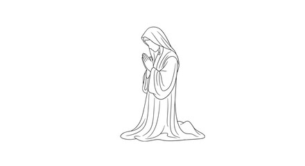 A Moment of Reflection: A line art illustration portrays a figure in a moment of quiet contemplation, symbolizing devotion and inner peace.