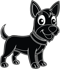 black and white cartoon dog