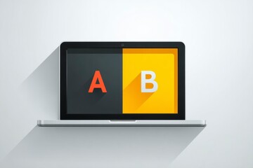 Laptop Displaying AB Testing Interface for Digital Marketing and Design Optimization