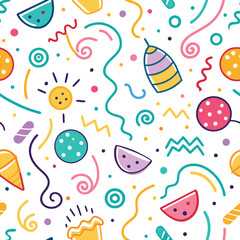 Fun, Colorful, Abstract Pattern with Festive Elements