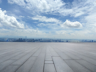 Panoramic City Skyline Under a Vast Sky