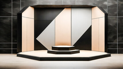 Modern Geometric Stage with Platform for Product Display or Presentation