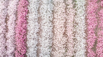 Vibrant flower rows in pastel shades