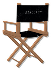 Vector illustration of a classic director’s chair. Perfect for cinema-related projects, filmmaking, creativity, storytelling, media production, acting, and entertainment industry themes