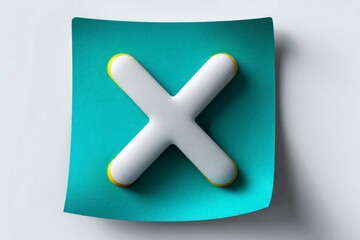 Obraz premium Closeup of a 3D rendered X mark on teal paper
