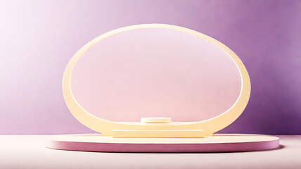 Minimalist Product Display Podium with Circle Frame on Soft Pastel Background