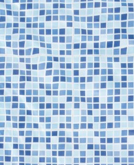 Seamless Swimming Pool Tiles Background. Swimming pool. Underwater view, blue tiles and blue water. Ceramic tiles Mosaic
