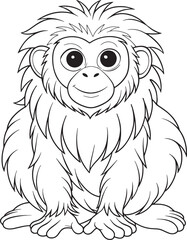 Cute Cartoon Uakari Coloring Page for Kids and Adults