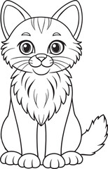 Cute Cartoon Pampas Cat Outline Illustration For Coloring Book Pages