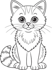 Cute cartoon Pampas Cat illustration for coloring book or activity sheet