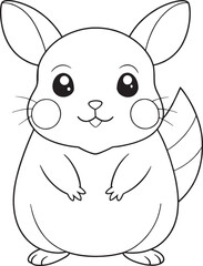 Cute Pika Line Art Illustration for Coloring or Design