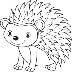 Cute cartoon Porcupine outline for coloring book or page design