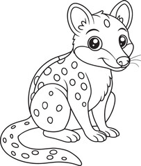Cute Cartoon Quoll Outline for Coloring Book or Page