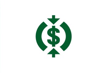 Obraz premium Financial Growth and Decline Symbol with Dollar Sign Arrows and Curves for Business Concepts