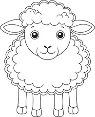 Cute Cartoon Sheep Outline Illustration for Coloring Books and Activities