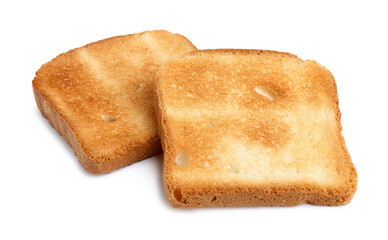 Pieces of fresh toast bread isolated on white