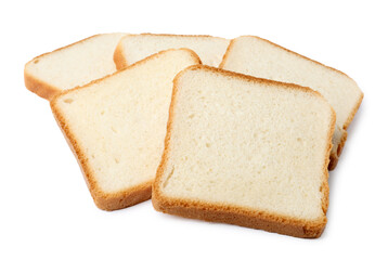 Pieces of fresh toast bread isolated on white