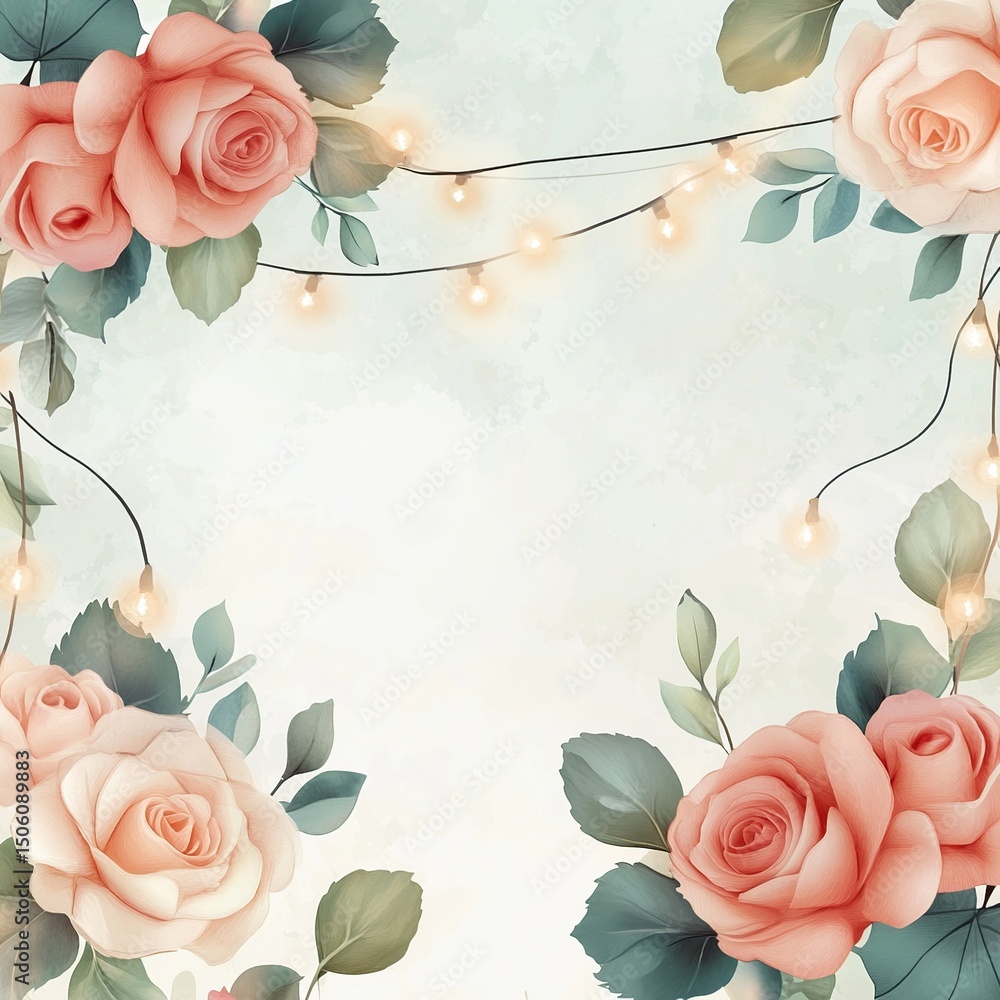 Aufkleber a soft pastel vector background split in half, with one side filled with elegant flowers and the oth