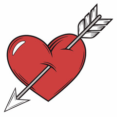 Heart with arrow illustration for romantic, Valentine’s Day, or creative design projects