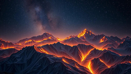 Cosmic winds sculpting mountains of light, ridges glowing with the pulse of ancient stars