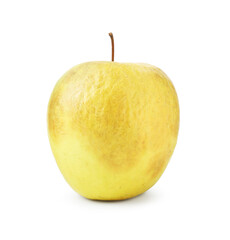 One damaged green apple isolated on white
