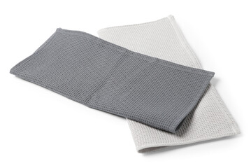 Two clean waffle towels isolated on white