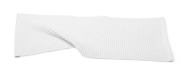One clean waffle towel isolated on white