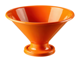 Colorful orange funnel in a kitchen modern design minimalist style culinary use isolated on transparent background