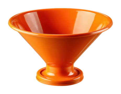 Colorful orange funnel in a kitchen modern design minimalist style culinary use isolated on transparent background