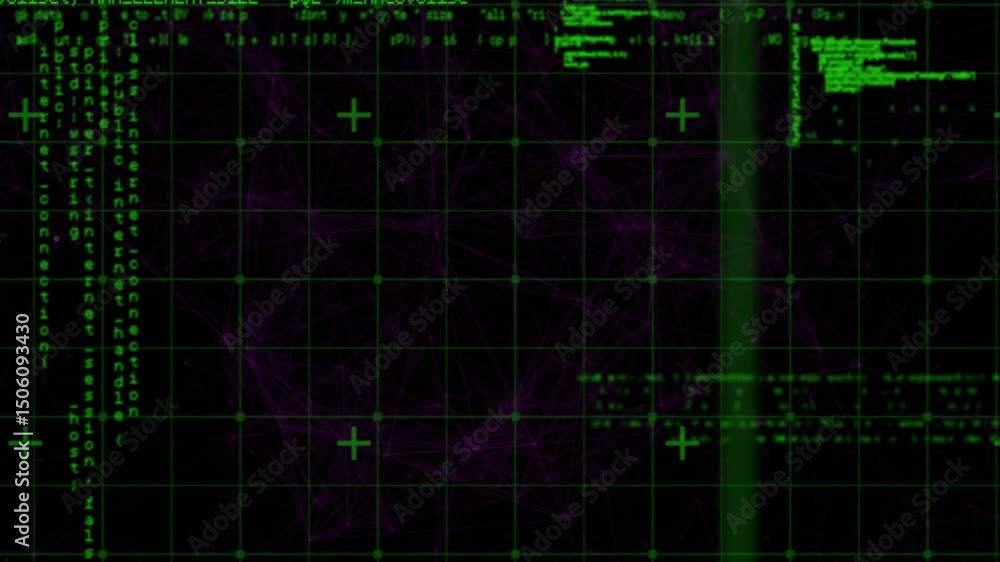 Aufkleber faint code bits appearing driving digital grid clustering pulsing drifting illustrating code flow