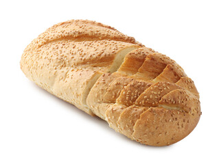Cut loaf of bread isolated on white