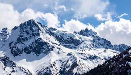 Obraz premium majestic snowy mountain peaks in daylight