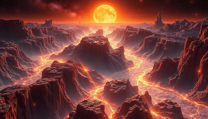 Dark matter rivers flowing through radiant crystal valleys carved by solar wind and stellar tide.