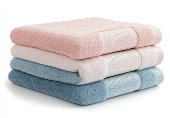 Stacked bath towels in pastel colors (1)