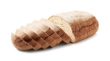 Cut loaf of bread isolated on white
