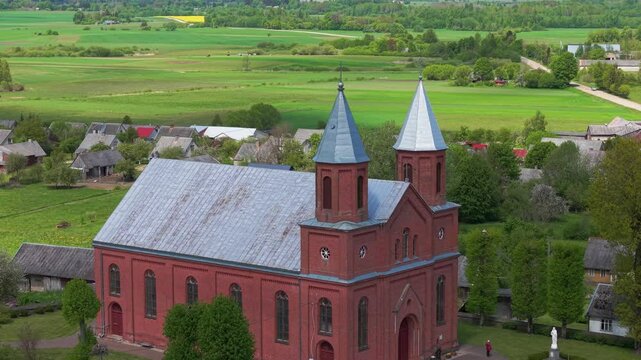 Aerial view of Saciai Church reveal a peaceful village scene where time moves a little slower