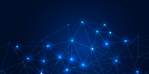 Futuristic Low Poly Technology Network Background Set – Blue Digital Mesh and Glowing Connections