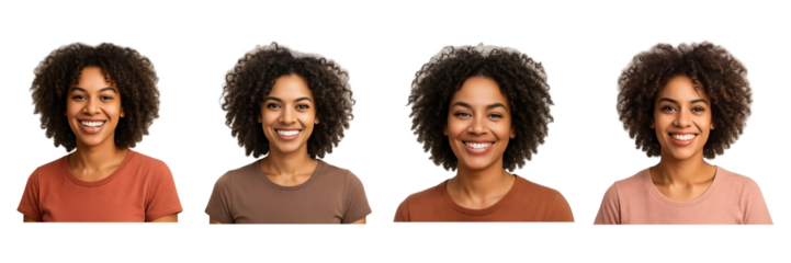 Four Portraits of a Smiling African American Woman with Curly Hair