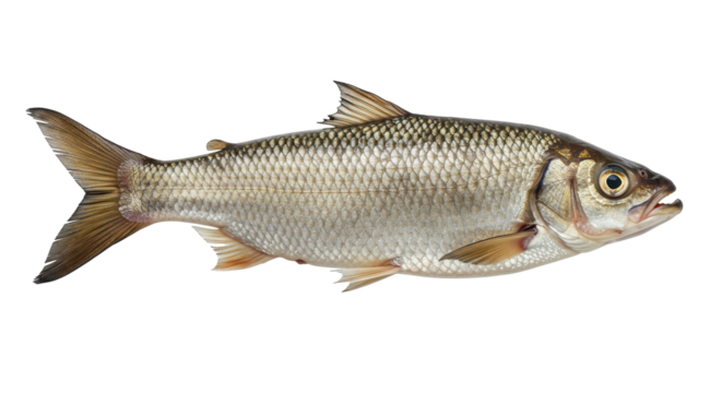 Isolated Asp Fish Swimming Elegantly in Clear Water