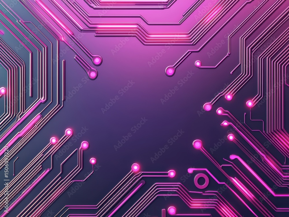 Poster abstract technology background with colorful circuit board design and neon lights