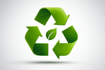 Obraz premium Recycling Symbol with Green Arrows and Leaf Sustainable Environment Icon for EcoFriendly Desi